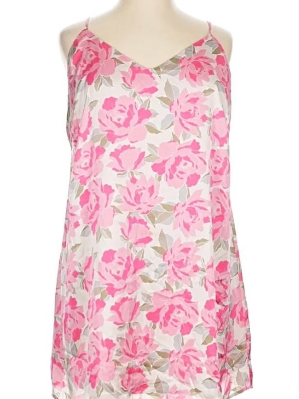 Pink Floral V-Neck Slip Cami Dress